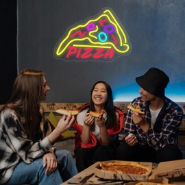 PIZZA Neon Sign for Wall Decor, Wedding Decorations LED Neon Light for Bed Room,Living Room,Wall Decoration With Dimmer Neon Light Night Home Decor Christmas Wedding Birthday Gift