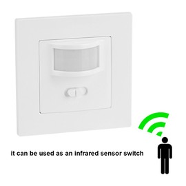 FOSA PIR Sensor Light Switch, Wall Mounted, Infrared Motion Sensor, LED Light, AC 110V-240V Lamp Light Bulb Switch