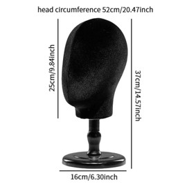 Milageto Wig Holder Hat Organizer Hairpiece Styling Desktop Decor Versatile Manikin Head Model Hat Display Stand for Hats Wig Headwear , Black Base