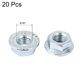 uxcell A16033100ux0397 5/16" x 24 Carbon Steel Serrated Hex Flange Lock Nuts (Pack of 20)