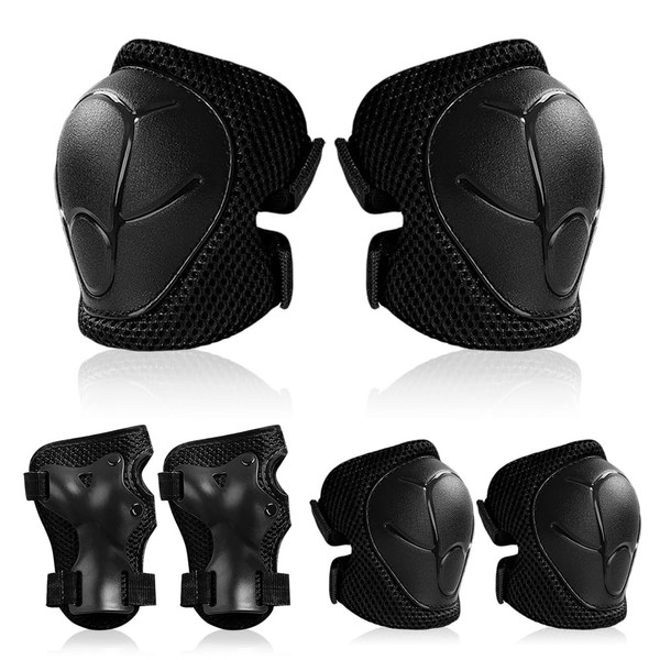Casenly Children's Knee Pads, 6-in-1 Protective Equipment, Inline Pads, Adjustable Protectors Set with Knee Pads, Elbow Pads and Wrist Guards for Scooters, Skateboarding, Ski