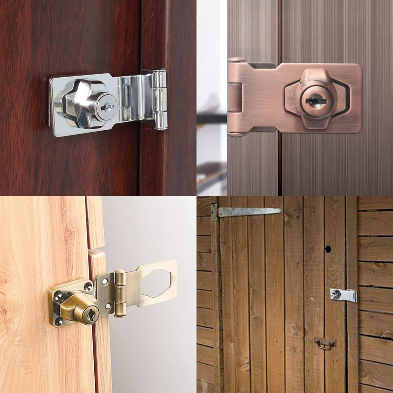 Kyuionty 4 Pcs Keyed Hasp Locks 3 Inch Twist Knob