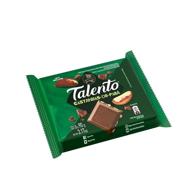 GAROTO Talento Chocolate 90 gr. each - PACK of 4.
