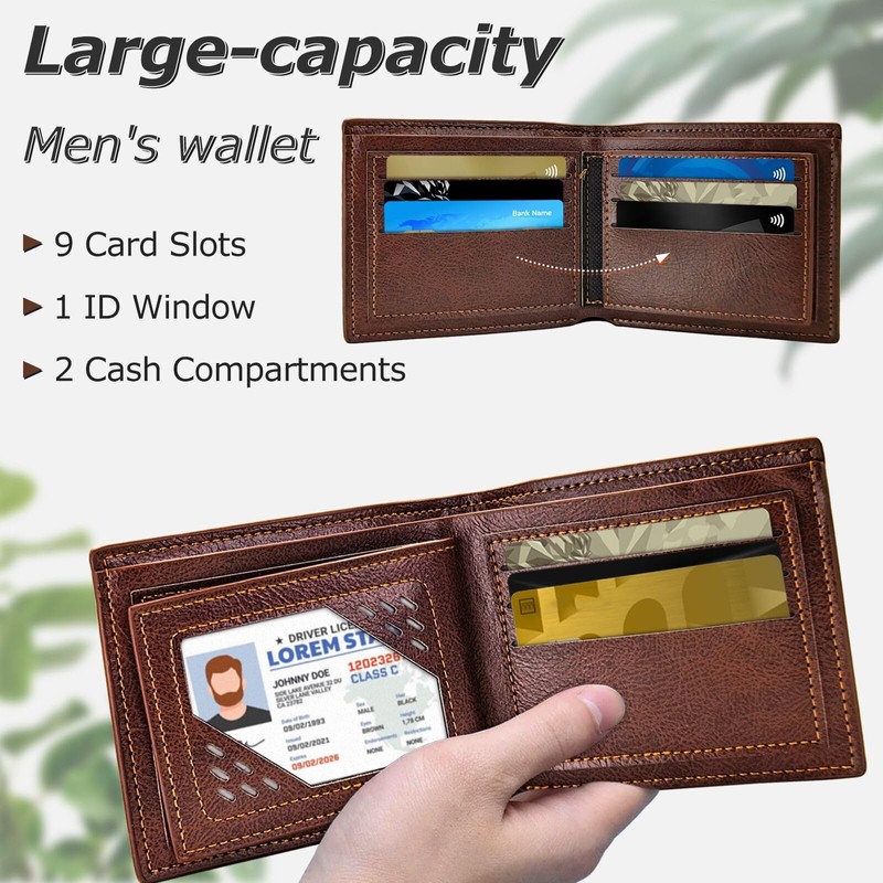AdiStylinno Slim Bifold Wallet, Soft Leather Multifunctional Men Wallet Fashion