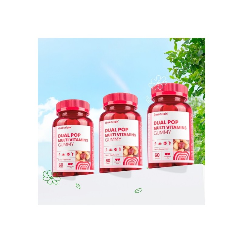 NZ Origin [1+1] Cherry Flavor/Dual Pop Multivitamin Gummies 60 Gummies