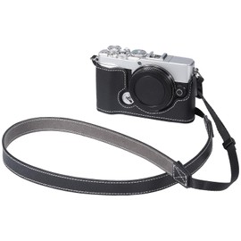 DBZZ E-P7用本革ハーフケース, メタル底板付き OLYMPUS PEN用 ブラック