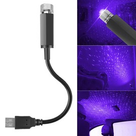 USB Star Night Light for Car, Auto Roof Star Lights, Adjustable Car Interior Ceiling Galaxy Projector Light, Portable Atmospheres Decoration Party Light, Purple