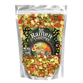 Dried ramen toppings. Dehydrated vegetables for ramen topper include Cabbage, Spinach, Chive, Carrot, Corn, Greepea & Shitake mushrooms. (5.83oz mixed vegetables)