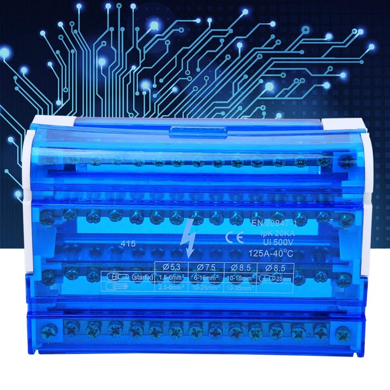 Terminal Block Busbar, 4 Input 56 Output Single-Phase Distribution Box