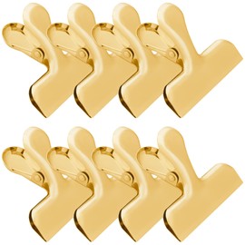 Funfery Gold Chip Clips Bag Clips Large Stainless Steel Clip for Food Storage,Air Tight Seal Chip Bag Clip 3 Inch Strong Food Clipp for Snack,Chips,Kitchen Decor,Home&Office Paper Heavy Duty-8 Pack