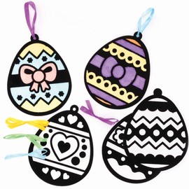 Baker Ross Easter Egg Fuzzy Art Decorations - Pack of 15, Easter Fuzzy Felt Sets for Children (FC507)