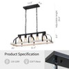 WUZUPS 5-Light Metal Chandelier Imitation Wood Grain Linear Pendant Ceiling