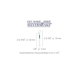 Silvershake 5-Stone 3MM Natural Chrysocolla Bead Stone 925 Sterling Silver Bohemian Inspired Minimalist Dangle Hook Earrings Jewelry for Women, Sterling Silver, natural multicolor chrysocolla