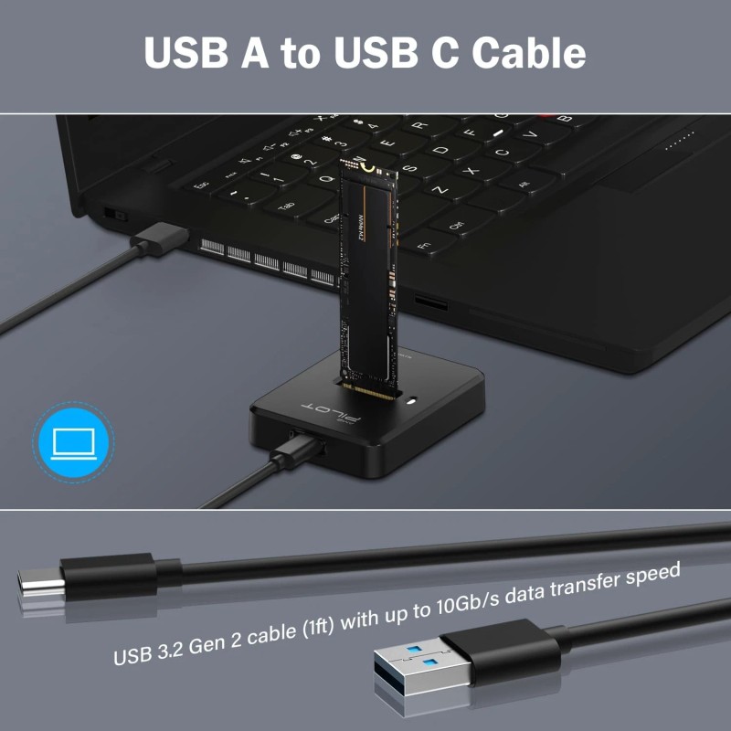 Amzpilot M.2 NVMe & SATA to USB C Docking Station,