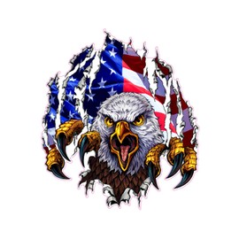 Eagle Ripping Through American Flag Background Decal Sticker (24" x 22")