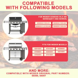 Genesis II 400 Grill Grates for Weber Genesis II/LX 400 Series Grills Parts Genesis 2 E-410 S410 E-435 S-435 E-415 Grill, 66097 66089 Grates for Kitchen-aid 740-0781 Parts, 7MM SUS304 Stainless Steel