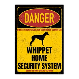 Whippet Greyhound Sign Danger Security System Door Sign Dog Warning Sign Dog Caution