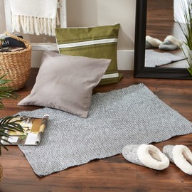 DII - Alfombra Tejida de Hilo Reciclado, colección de Diamantes en Miniatura, 2 x 3 pies, Color Gris