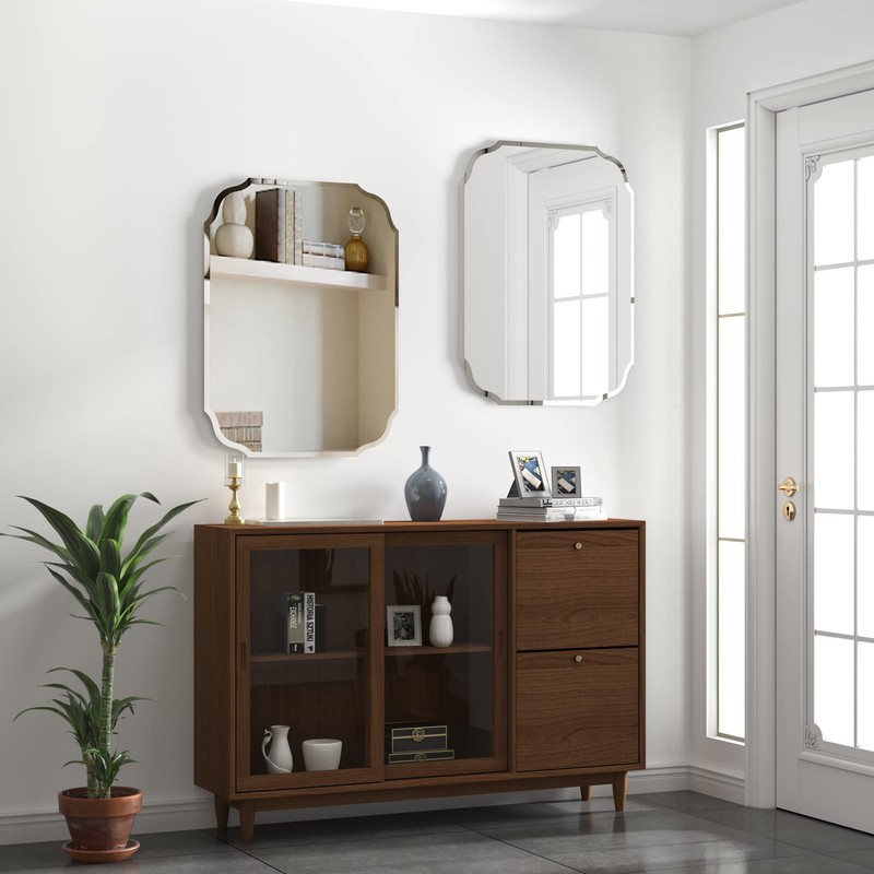GOAND Silver Wall Mirror-Beveled Edge Frameless Mirror for Bathroom, Vanity,