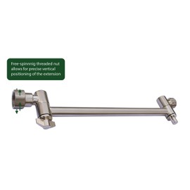 Adjustable Shower Arm Extension for Shower Heads - Extra Secure Locking Mechanism - Rotating Nut for Perfect Installation - 12 Inch Shower Extension Arm - Solid Metal -Durability You Can Trust! Nickel