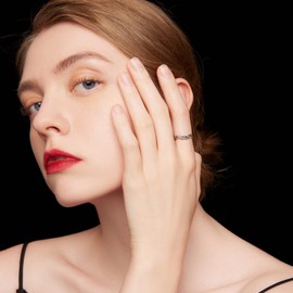 BISAER Silver Feather Rings Adjustable 925 Sterling Silver Adjustable Ring Elegant Open Rings Jewelry for Women