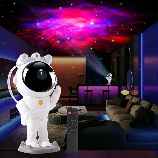 LED Starry Sky Projector, Astronaut Starry Sky Projector Galaxy Night Light, Planetarium Projector with Timer, Remote Control, Bedroom Ceiling Projection Lamp, Gift for Children and Adults