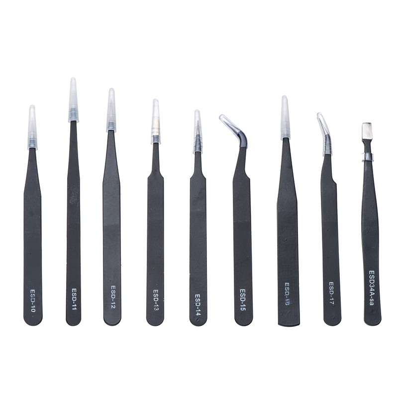 Yenghome 9 PCS Precision Tweezers Set, Anti-Static ESD Stainless Steel