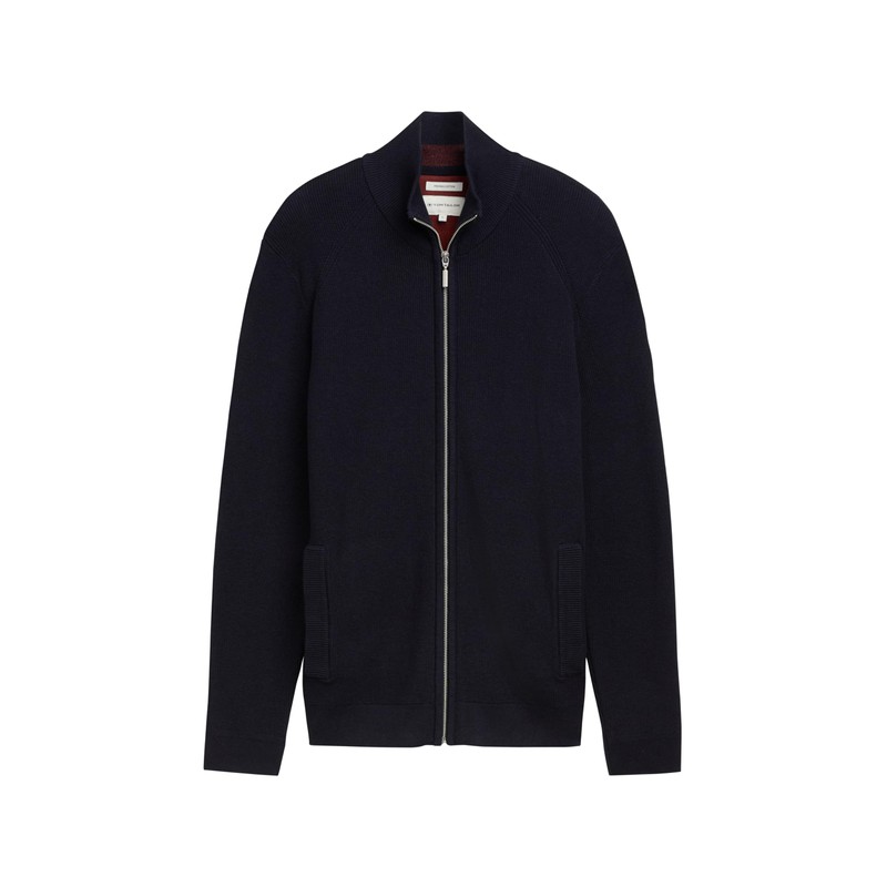 TOM TAILOR Men's Cotton Cardigan, 13160 - Knitted Navy Melange,