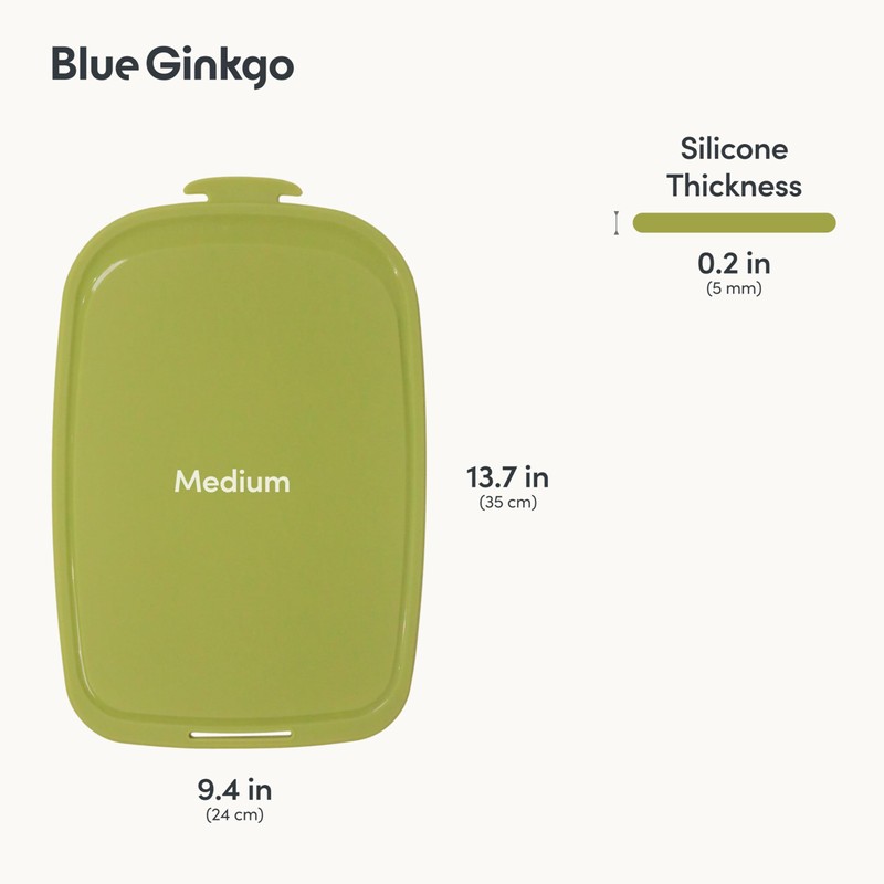 Blue Ginkgo Silicone Cutting Board – Medium – Double-Sided, Thick,