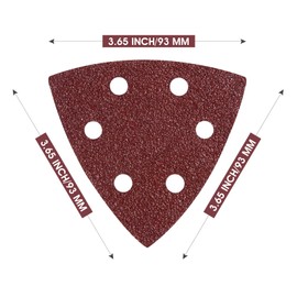 SATC Multi Tool Triangle Sanding Pads 120 PCS 93mm Detail Mouse Sander Pads Durable Dust-Free 6-Holes Electric Sander Sandpaper Hook and Loop 40/60/80/120/180/240 Grits