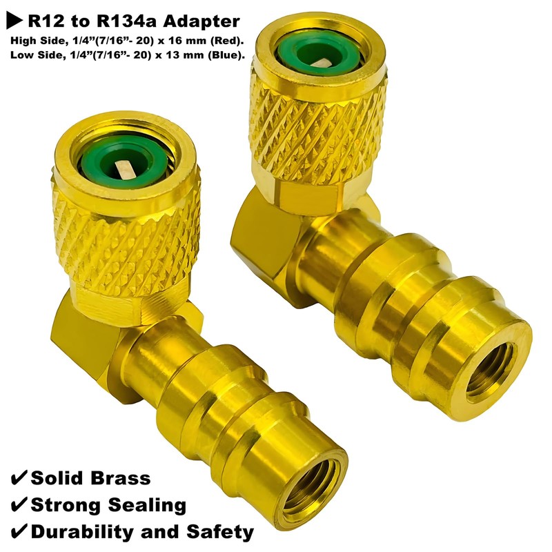 VOTNMIC R12 to R134A AC Retrofit Fitting Adapter Kit, Brass