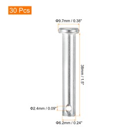 sourcing map 30Pcs 1/4"x1-1/2" Single Hole Clevis Pins, Carbon Steel Flat Head Single Hole Clevis Pins for Mechanics Repair, Furniture Installation, Industrial Equipment, DIY (Blue White)