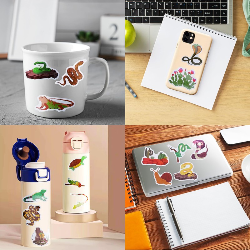 100 Pack Reptile Stickers, Reptile Party Favors, Birthday Decorations