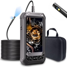 Koreal Endoscope Inspection Camera,Industrial Borescope 8mm Dual Lens 5 Inchs IPS Screen,Inspection Camera with 5M Semi-rigid Cable,Waterproof Borescope Snake Camera with LED Light,4.0X Zoom,32GB Card