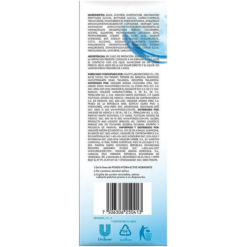 Sérum Ácido Hialurónico POND’S con Vitaminas E y B3 –