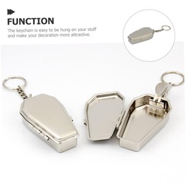 SAFIGLE Coffin Shape Portable Metal Ashtray with Keychain Durable Travel Ashtray for Outdoor Use Mini Keychain Accessory for Keys for Camping and Family Gatherings