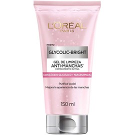 L'Oréal Paris Glycolic Bright Gel de Limpieza Profunda Anti Manchas, con Ácido Glicólico y Niacinamida, Reduce y Previene Todo Tipo de Manchas, 150 ml.