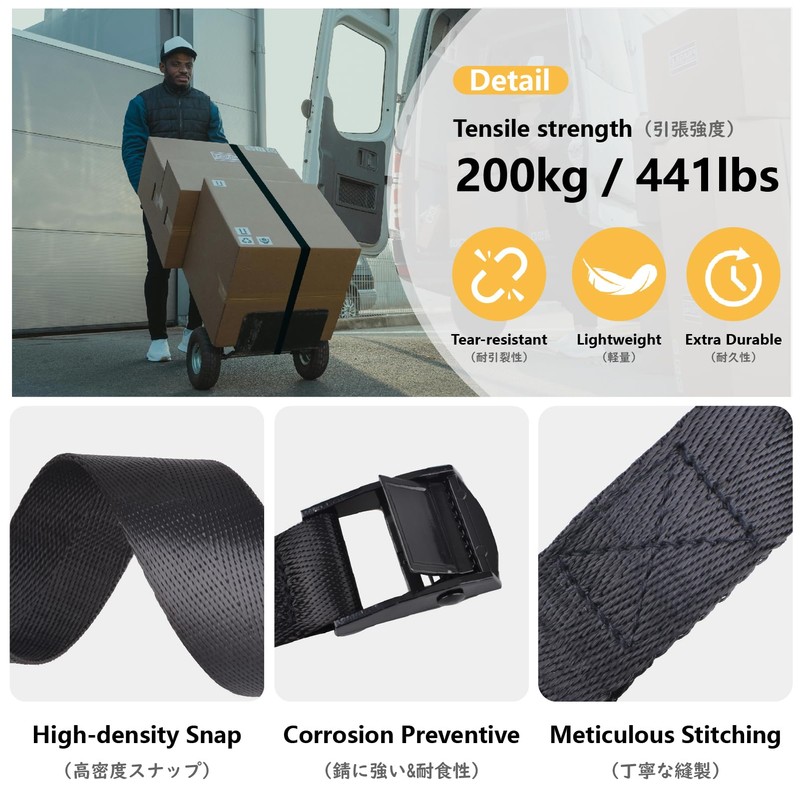 JEELAD Cargo Tightening Belt, Packing Belt, Fastening Belt, Cable Tie,