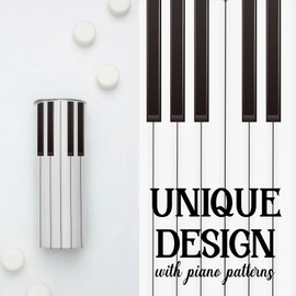 Onebttl Piano Gifts For Women, Men and Piano Lovers - Black Piano Key - 20oz/590ml Stainless Steel Insulated Tumbler with Straw, Lid, Message Card - (White)