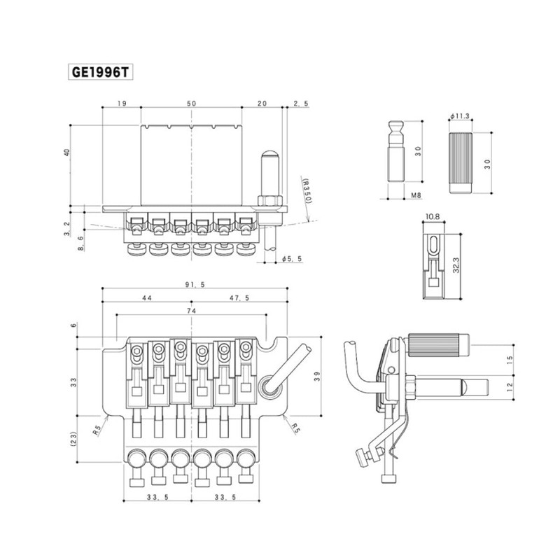 Gotoh Floyd Rose Locking Tremolo Set, Cosmo Black – PGE1996TCK
