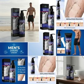 Crema Depilatoria para Hombre, Acción Rápida en 5 Minutos, Sin Irritación, Piel Suave y Sedosa, 150ml