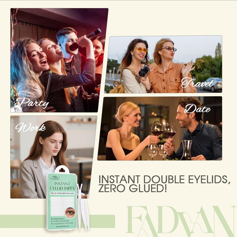FADVAN 500PCS Double Sided Eyelid Tape, Waterproof Invisible Eyelid Lifter