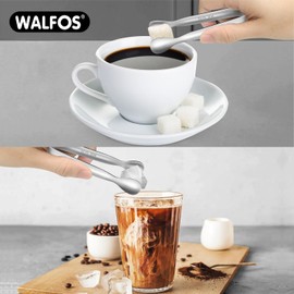 Walfos Mini Tongs - 12 Pack Small Serving Tongs, 4.25 inch Stainless Steel Kitchen Tongs for Appetizers, Parties Catering, Sugar, Desserts, Coffee Bar, Tea Party (Silver)