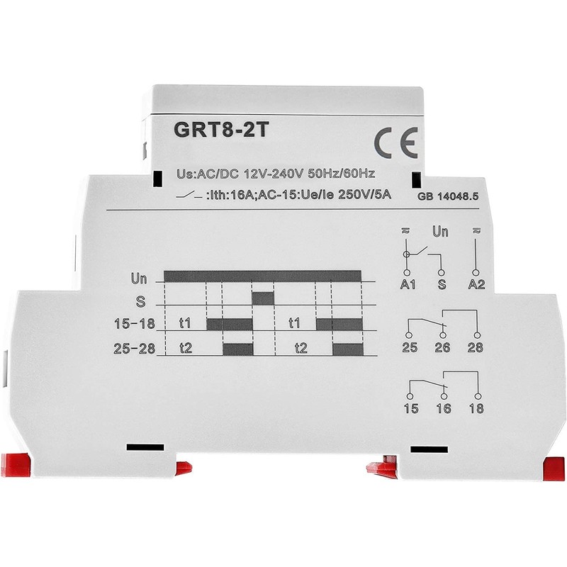 GAEYAELE GRT8-2T Double Delay on Timer Relay AC/DC12V-240V DPDT Relay