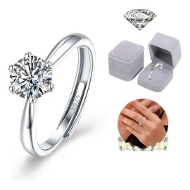 Anillo De Compromiso Plata 925 Para Mujer Ajustables Promesa GOOLUU