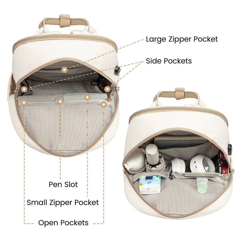 Lovevook Women's Backpack, for 14 Inch Laptops, Khaki, Beige