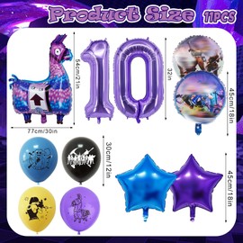 Birthday Decoration 10 Years, Pack of 10 Video Game Balloons, Children's Birthday Decoration, Gaming Party Decoration, Children's Birthday Party with 6 Foil Balloons, 4 Latex Balloons for Boys and