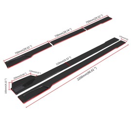 Machgrin Side Skirt Extension Splitter fit, Side Skirts Rocker Panels Side Trim Spoiler Extension Lip Bottom Line, Side Skirt Rocker Panel Lip Splitter Diffuser (Black&Red 86.6in)