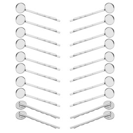 Lasenersm 20 Pieces Metal Bobby Pins Hair Clips with 12mm Round Brass Tray, Silver for DIY Hair Accessories Making