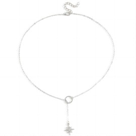 ALRNBY Silver Lariat Necklace for Women, Trendy Layered Y Necklace, Dainty Star Pendant, Gold Long Chain Necklaces, Jewelry Gift